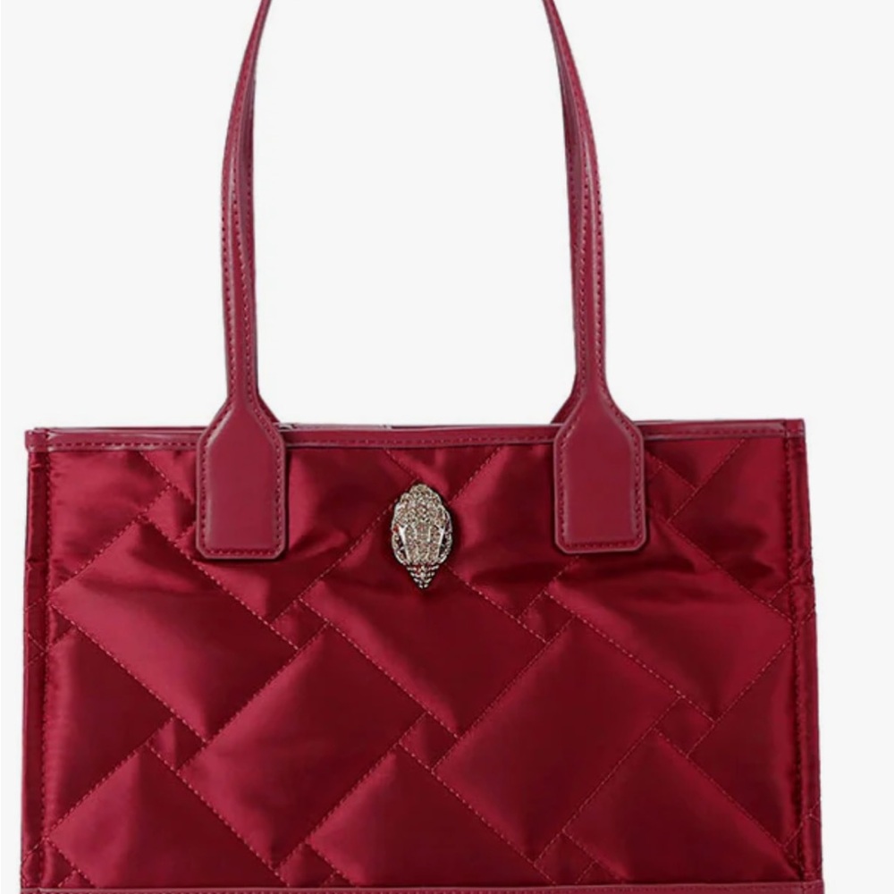 Kurt Geiger Dark Red Quilted Shoulder Bag with Metallic Emblem